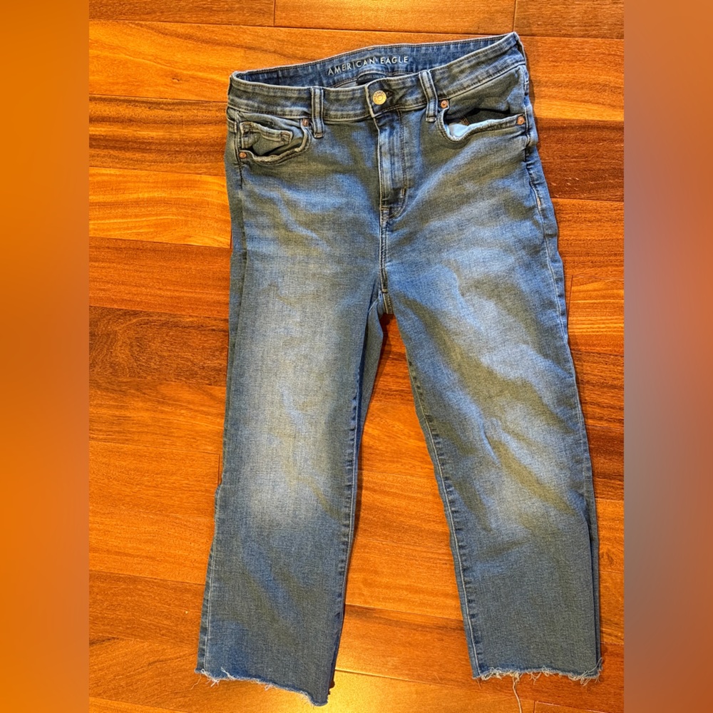 American Eagle Outfitters High Waist Kick Flare Crop Jeans Size 8 Short
